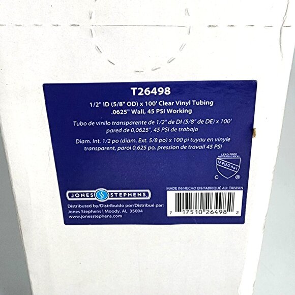 1/2" ID 5/8" OD Clear Vinyl Tubing 100 Roll 45 PSI Working Pressure - Picture 3 of 8
